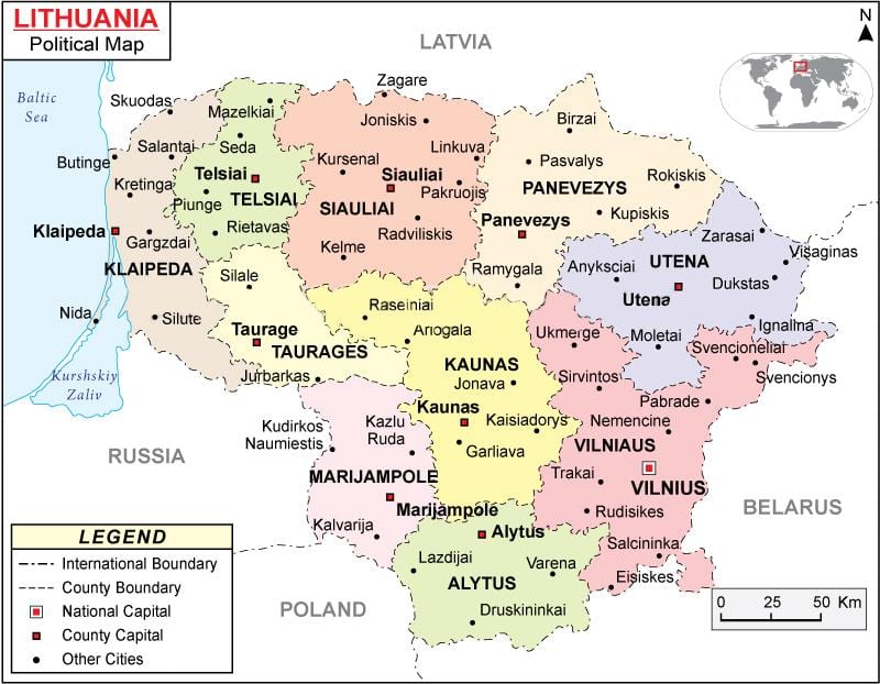 Karta Litve politička