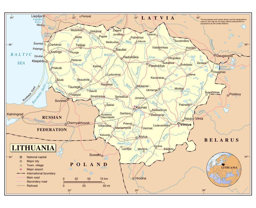 Karta Litve zračne luke